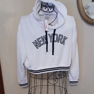 Nwt White Hooded Pullover Sweatshirt New York New York Extra Large